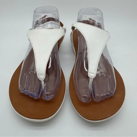 FitFlop Lainey White Leather Ankle Strap Toe Post Sandals Size 9 - Picture 3 of 12